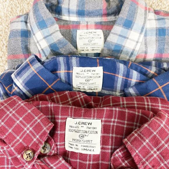 J. Crew Bundle of 3 Plaid Flannel Workshirts Men's Small Button Up Single Pocket - Picture 5 of 6
